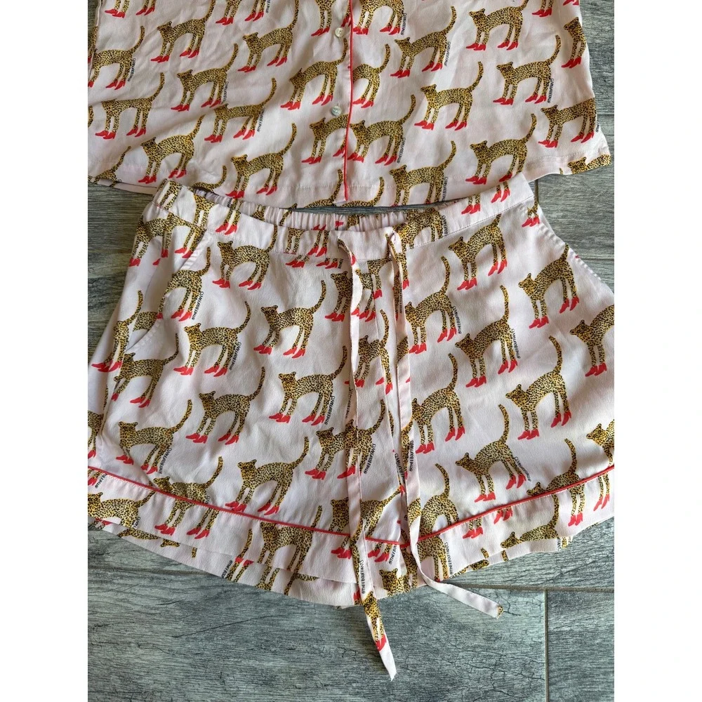 Bouffants & Broken Hearts Pajama Set‎ Medium Leopard Boots RHORI Lounge Shorts